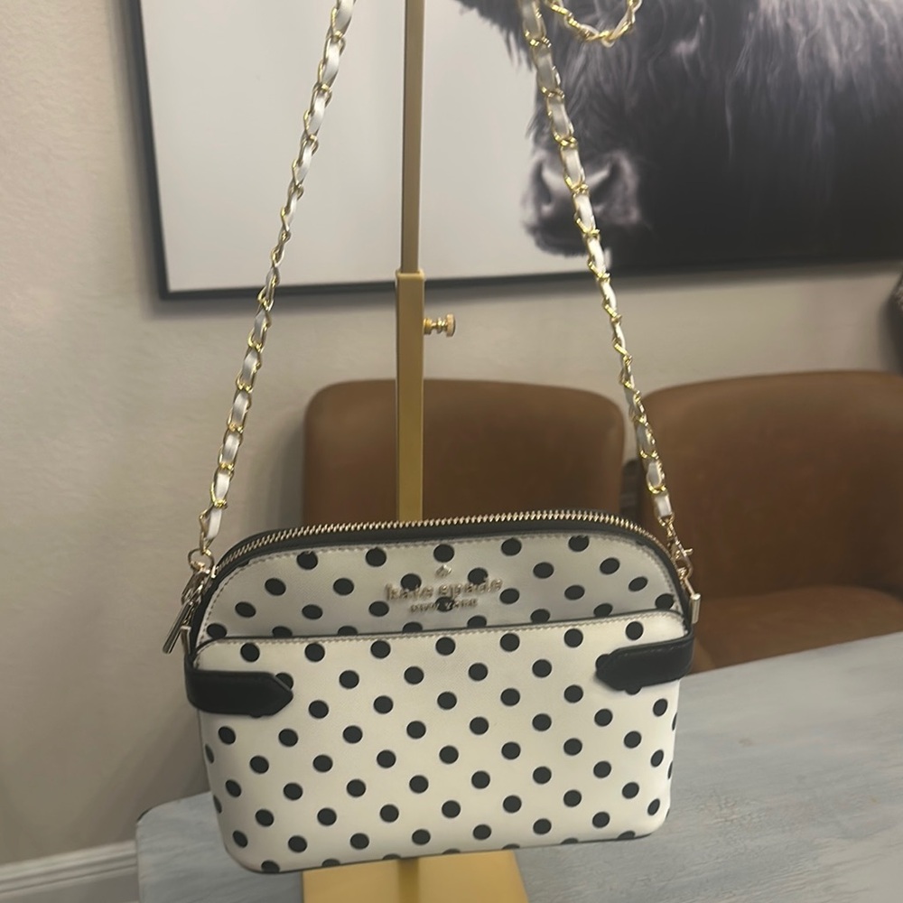 kate spade White and Black Polka Dot Crossbody Bag